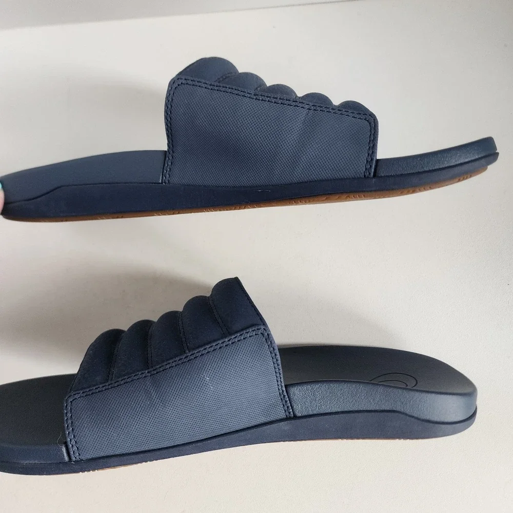 OluKai Maha Olu Mens Size 10 Slides Navy Blue Slides Sandals 10452-4848